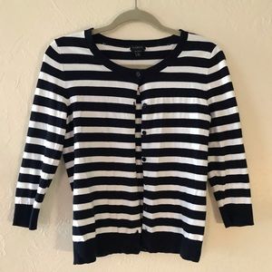 Talbots Black and White Striped Cardigan Size S